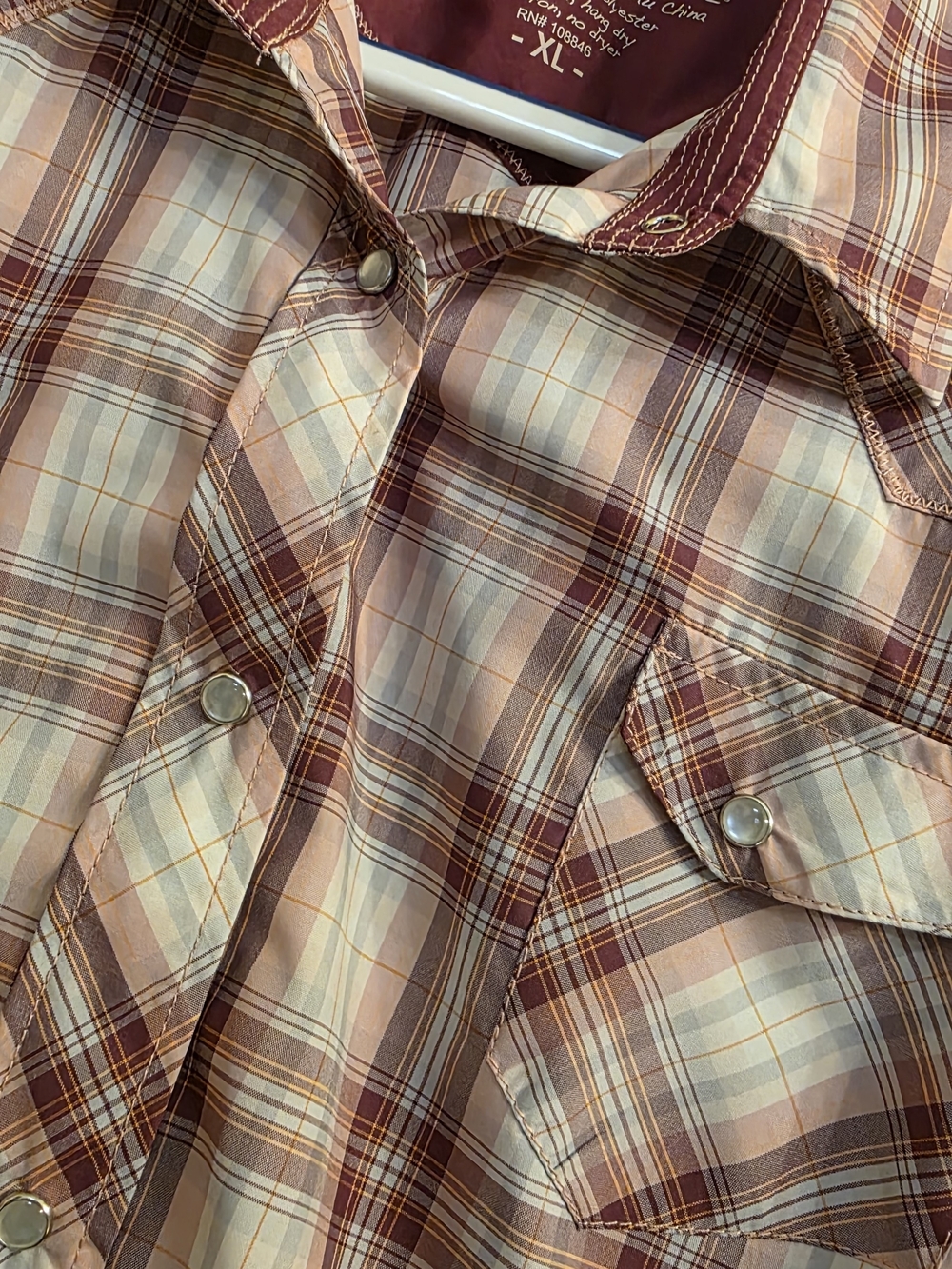 Kuhl Short-Sleeve Plaid Snap-Up Shirt - Burgandy/Pink/White - Picture 3 of 10